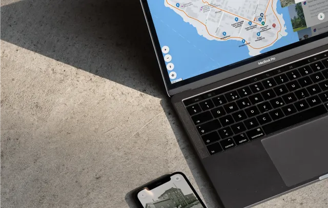 Interactive Zoneatlas map embedded on a website, shown on a laptop