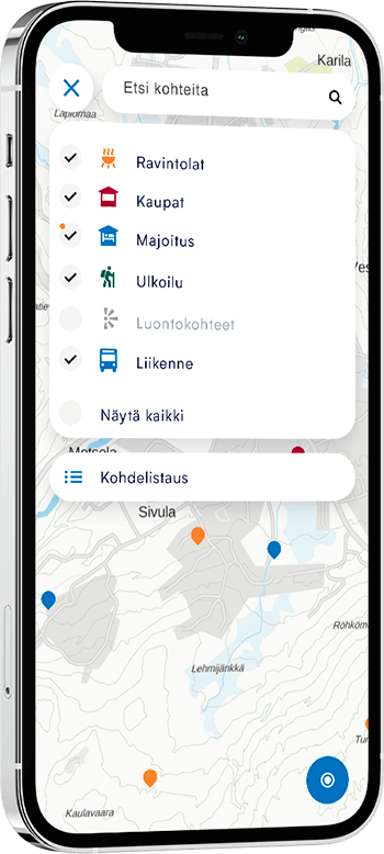 An interactive map on a smart phone