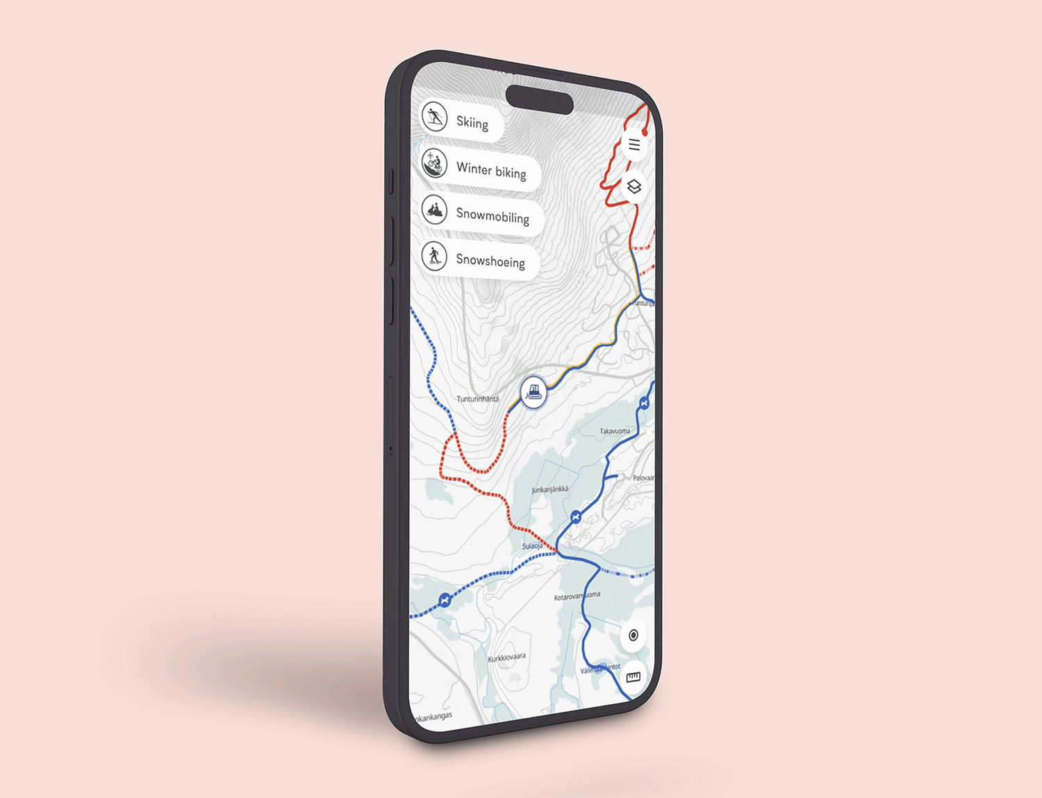 Gps-device-1 6 A mobile device displaying digital map of Ylläs